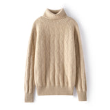 Women's Turtleneck Cable Knit Warm Pullover Cashmere Sweater