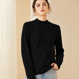 Mock Neck Chevron Cable Knit Cashmere Thick Cashmere Sweater