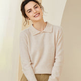 Women's Lapel Polo Collar Soft Classic Knit Top Cashmere Sweater