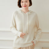 Hooded Cashmere Sweater Wool Soft Knit Pullover Hoodie