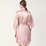 Sexy V Neck With Lace Split Women's Silk Robes Ladies Silk Set for Ladies