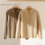 Thickened Button Up Pure Cashmere Sweater Cardigan with Collar