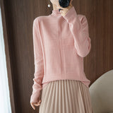 Half-turtleneck Cardigan Women's Sweater Long-sleeved Cashmere Sweater for Women