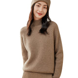 Thick Half Turtleneck Knit Raglan Sleeves Loose Cashmere Sweater