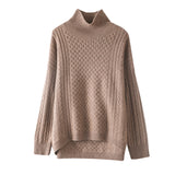 Loose Thickened Textured Turtleneck Cashmere Sweater for Women