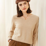Women's Classic V-neck Pullover 100% Pure Cashmere Sweater