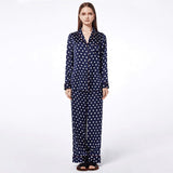 Long Mulberry Dot Silk Sleepwear For Women Silk Pajama Set