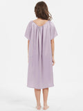 Short-Sleeve Ruched Silk Nightgown For Women