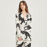 Women's animal Print Silk Pajamas Mulberry Silk Panther Pajama Set