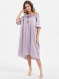 Short-Sleeve Ruched Silk Nightgown For Women
