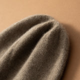 Reversible Two-Tone Cashmere Beanie Winter Hat for Women and Men