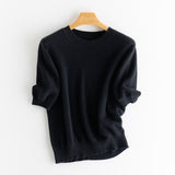 Women's Pure Cashmere Short-Sleeve Crewneck Knitted Sweater