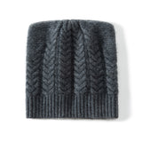 100% Cashmere Braided Cable Knit Beanie Winter Soft Warm Hat