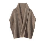 Pure Cashmere Shawl Wrap Travel Scarf Ribbed Cape