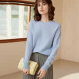 Classic Round Neck Women's Pure Cashmere Knit Sweater