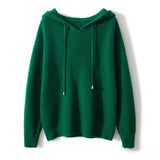 Cashmere Wool Blend Textured Knit Hoodie Sweater for Women – Cozy Waffle Knit Pullover