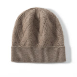 100% Cashmere Soft Stretchy Warm Chevron Knit Beanie Hat