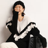 Women Floral Cashmere Beanie Skull Cap Lightweight Crochet Hat