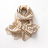 100% Cashmere Wrap Shawl for Women Lace-Trim Knitted Large Scarf