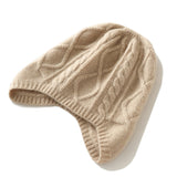 Winter Warm Cable Knit Cashmere Hat with Ear Flaps