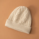 Winter Warm Classic Cable Knit Cashmere Beanie  Hat