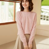 Classic Round Neck Women's Pure Cashmere Knit Sweater