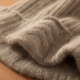 Women's Soft Warm Cashmere Ribbed Knit Beanie Hat