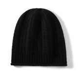 100% Cashmere Beanie Hat Cable Knit Cashmere Cap for Women