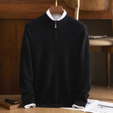 Men’s 100% Pure Cashmere Half Zip Mock Neck Sweater – Luxury Knit Pullover