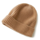100% Cashmere Knit Soft Warm Winter Classic Ribbed Beanie Hat