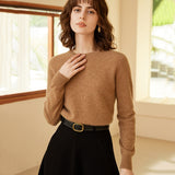 Classic Round Neck Women's Pure Cashmere Knit Sweater