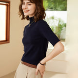 Women's Short Sleeve Turtleneck Cashmere Cashmere Sweater