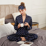 Long Mulberry Dot Silk Sleepwear For Women Silk Pajama Set