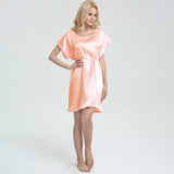 Women Short Silk Nightgown with belt Silk Chemise