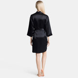 100% Pure Silk Robes with Belt Short Silk Bathrobe for Women