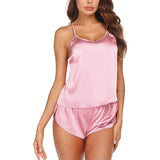 Women Silk Lace Camisole Set For Women Short Silk Sleepwear
