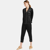 Women's Capri-pants Silk Pajamas Set Long Silk Two Piece Sleepwear