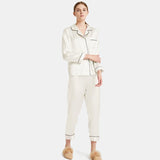 Women's Capri-pants Silk Pajamas Set Long Silk Two Piece Sleepwear