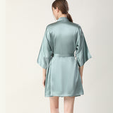 Women V Neck 100% Silk Nightgown and Robe Set