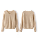 Soft Simple Classic Knit Pullover V Neck Loose Cashmere Sweater