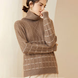 Women's Turtleneck Cashmere Sweater Warm Long Sleeve Pullover Cashmere Tops