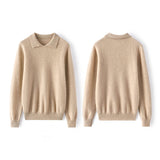 Women's Lapel Polo Collar Soft Classic Knit Top Cashmere Sweater