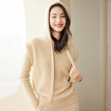 Women's Cashmere Hoodie Sweater Pullover Vest Hooded Cashmere Sweater