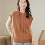 Women's Cashmere Hoodie Sweater Pullover Vest Hooded Cashmere Sweater