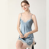 Mid Length V Neck Long Sleeves Silk Robe Silk Set For Women